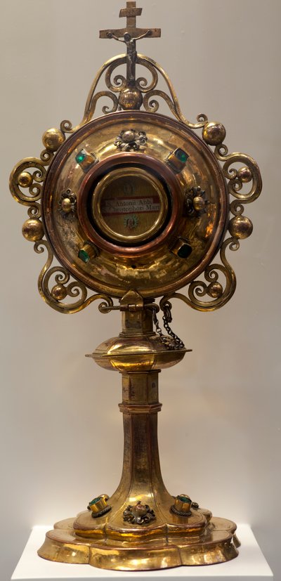 Relicario de San Antonio, Abad y San Cristóbal, mártir, hecho en los Países Bajos del Sur, 1579, Tesoro de la Catedral, Catedral de San Miguel y Santa Gúdula (orfebrería) de Dutch School
