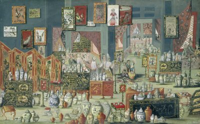 Tienda que vende productos chinos, 1680-1700 de Dutch School