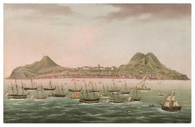San Eustaquio en las Antillas Holandesas, con antillanos en la carretera de Oranjestad (óleo sobre lienzo) de Dutch School