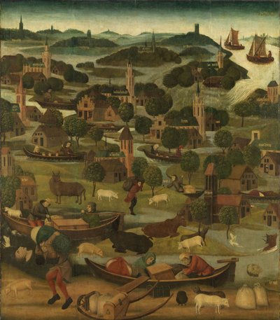 Inundación de Santa Isabel por el Maestro de los paneles de Santa Isabel, c.1490-5 de Dutch School