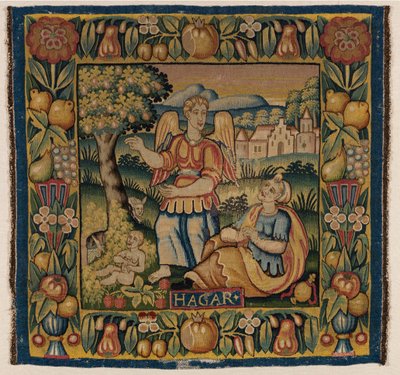 Tapiz, Agar e Ismael, realizado en Amsterdam, Holanda o Hamburgo, Alemania, principios del siglo XVII (tapiz) de Dutch School
