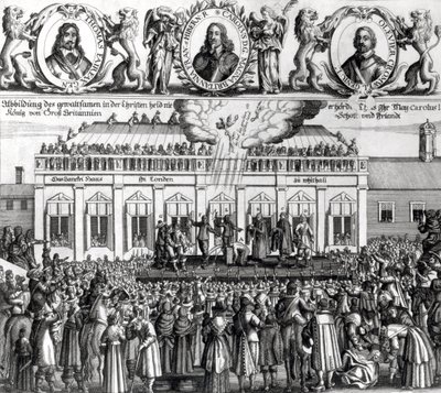 La decapitación del Rey Carlos I (1600-49) 1649 (grabado) de Dutch School