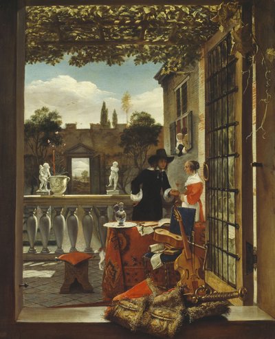 La terraza, c.1655-65 (óleo sobre lienzo) de Dutch School