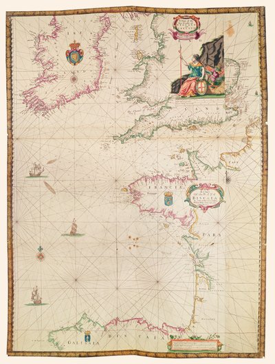 Las costas de Francia, Inglaterra e Irlanda, de la Colección de Mapas Marinos Holandeses de Dutch School
