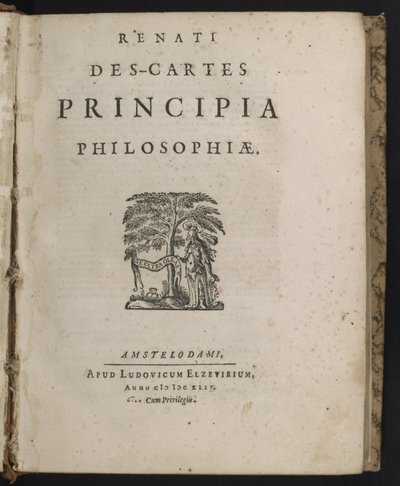 Página de título de Principia philosophiae de René Descartes de Dutch School