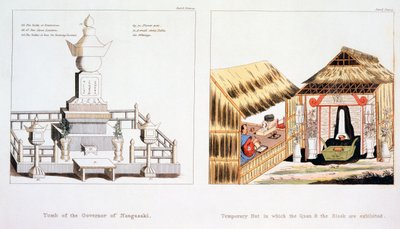 Tumba del Gobernador de Nagasaki y otros artículos funerarios, de Illustrations of Japan por Issac Titsingh, publicado en Londres 1822 de Dutch School