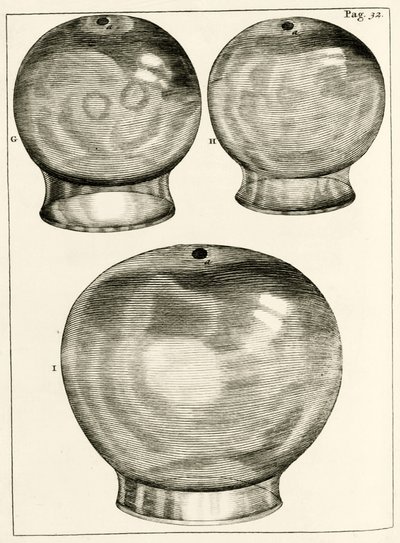 Varios vasos de ventosas, de Exercitationes Practicae circa Medendi Methodum por Frederik Dekkers, 1694 de Dutch School