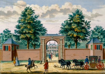 Vista de la Casa Akredam, de Het Zeganpralent Kennemerlant por Hendrick de Leth y Matthias Brouerius Van Nidek, publicado c.1700-1730 de Dutch School