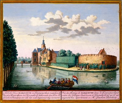 Vista de Marquette House, Kennemerland, de Het Zeganpralent Kennemerlant por Hendrick de Leth y Matthias Brouerius Van Nidek, publicado c.1700-30 de Dutch School