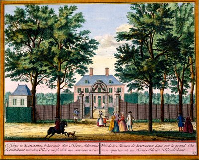 Vista de Schulpen House, de Het Zeganpralent Kennemerlant por Hendrick de Leth y Matthias Brouerius Van Nidek, publicado c.1700-30 de Dutch School