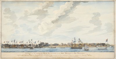 Vista de la ciudad de Paramaribo y el Fuerte Zeelandia, 1772 de Dutch School