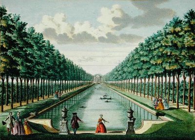 Vista del pabellón y el canal, de 