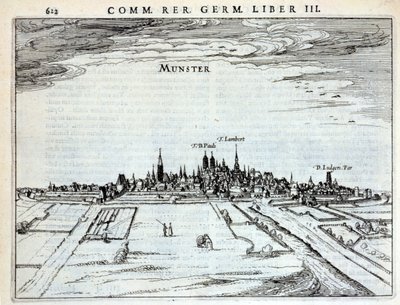 Vista de la ciudad de Munster, de Rerum Germanicarum, por P. Bertin, Ámsterdam 1616 de Dutch School