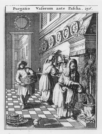 Lavado de los utensilios domésticos antes de la Pascua (Purgatio Vasorum ante Pascha), ilustración de 