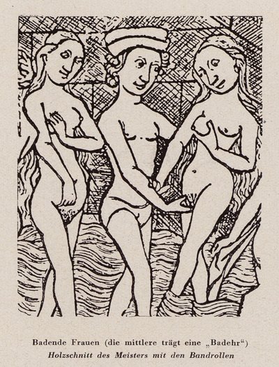 Mujeres bañándose (grabado en madera) de Dutch School