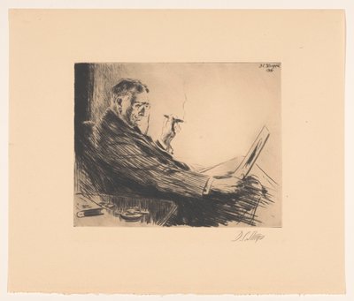 Un hombre mira una huella con un cigarro en la mano
El amante de la impresión de Dwight Case Sturges (signed by artist)