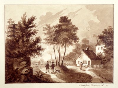Vista de Brook Green, Hammersmith, Londres, c. 1820 de EB