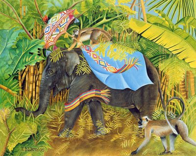Elefante con Monos y Sombrilla, 2005 de E.B. Watts