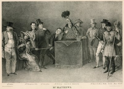 Sr. Mathews: retratos de él en sus varios personajes en el entretenimiento llamado Invitaciones de E.F. Lambert