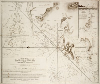 La carretera y el puerto de St. John en la isla de Antigua de E.H. Columbine