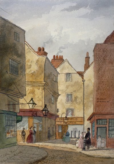 Vista de Cloth Fair y Middle Street, West Smithfield, Ciudad de Londres de EH Dixon