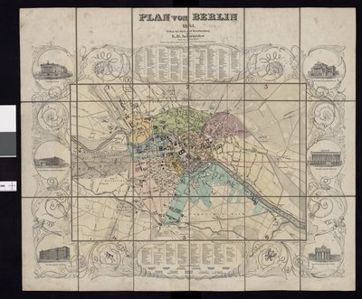 Mapa de la colección de mapas de la Biblioteca Nacional. El mapa fue publicado en Berlín (1841) y muestra Berlín de E.H. Schroeder