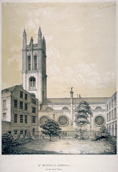 Vista sureste de la Iglesia de San Miguel, Cornhill, Ciudad de Londres de EJ Dickinson