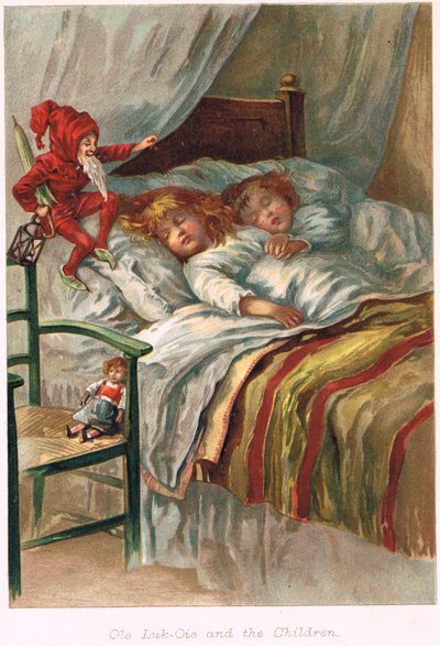 Ole-Luk-Oie en una edición de Cuentos de Hadas de Hans Christian Andersen, c.1900 de E.S. Hardy