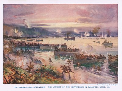 Operaciones en los Dardanelos: El desembarco de los australianos en Gallipoli, abril de 1915 de E.S. Hodgson