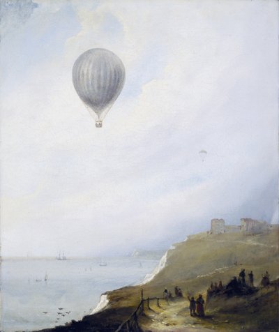 Globo sobre los acantilados, Dover, 1840 de E.W. Cocks
