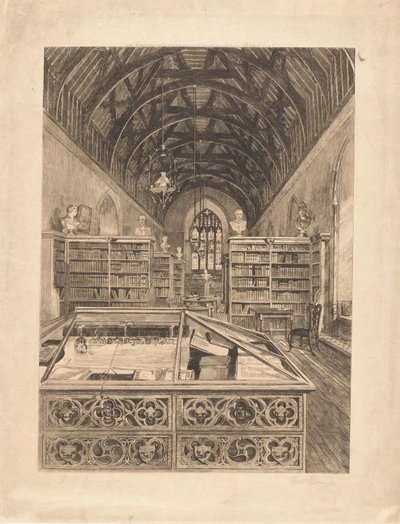interior de una biblioteca de E.W. Evans (signed by artist)