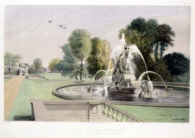 Fuente de San Jorge y el Dragón, Holkham, pub. por Thomas McLean de E. Adveno Brooke