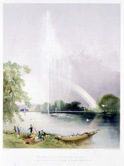La Gran Fuente, Jardines de Enville, pub. por Thomas McLean de E. Adveno Brooke