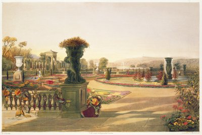 El Parterre, Jardines de Trentham Hall, pub. por Thomas McLean de E. Adveno Brooke