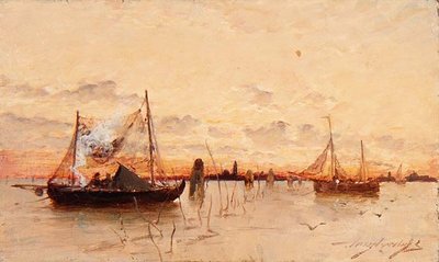 Atardecer en la laguna de E. Aubrey Hunt