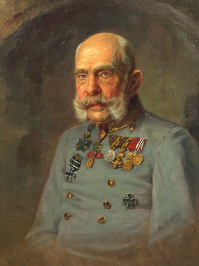 El emperador Francisco José I con el uniforme de servicio de un mariscal de campo austríaco de E. Bieber
