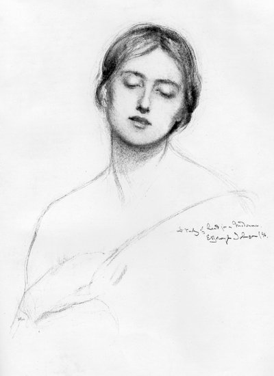 Estudio de la cabeza de una mujer, 1896-1898 de E. Borough Johnson