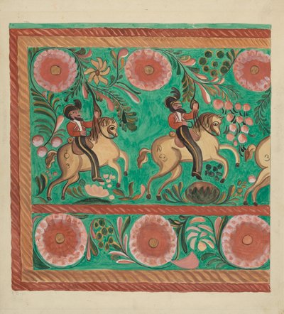 Cofre de Pino Nativo, Pintado en Óleo, 1935-1942 de E. Boyd