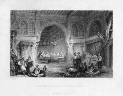 Interior de un palacio morisco, Argel, Argelia, 1839 de E. Challis