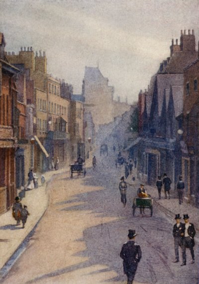 Eton: Eton Street, "After Twelve" en un medio día de fiesta (litografía en color) de E. D. Brinton