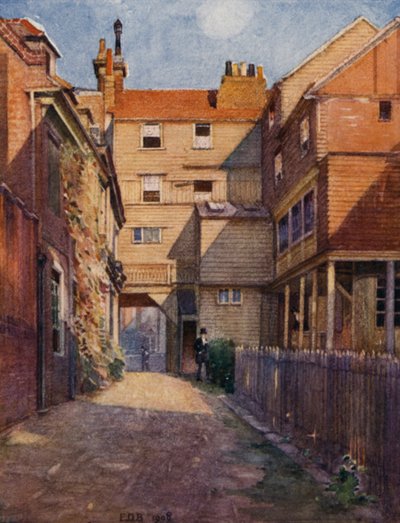 Eton: The Old Christopher Yard (litografía en color) de E. D. Brinton