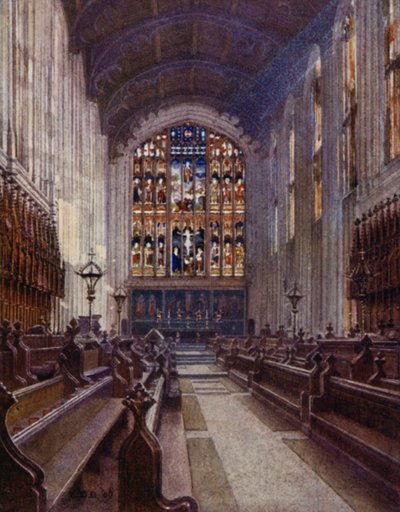 Eton: Capilla superior (litografía en color) de E. D. Brinton