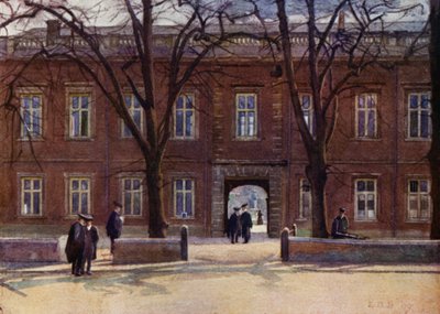 Eton: Upper School y Long Walk después de "Chambers" (litografía en color) de E. D. Brinton