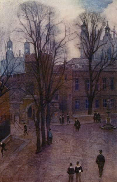 Eton: Upper School y Long Walk from Common Lane House (litografía en color) de E. D. Brinton
