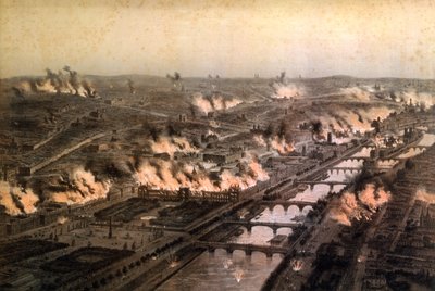 Panorama de los Incendios en París durante la Comuna, mayo de 1871 de E. Daroy