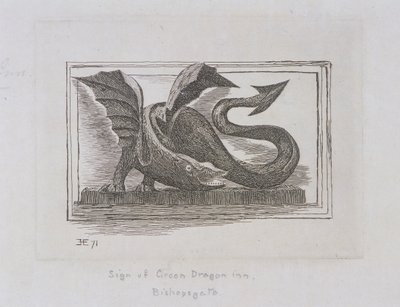 Señal de la posada del Dragón Verde, Bishopsgate, Londres de E Edwards