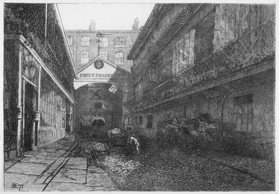 La Posada del Dragón Verde, Bishopsgate, Ciudad de Londres, 1871 de E Edwards