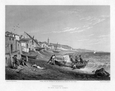 Cogoleto, el lugar de nacimiento de Colón, Italia, 1828 de E. Finden