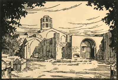 Les Alyscamps, Capilla Shonorat - Los Alyscamps y la Capilla St-Honorat, c1920s de E Laget