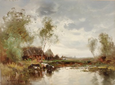 Paisaje con Molino de Viento, finales del siglo XIX-principios del siglo XX de E. Landseer Harris